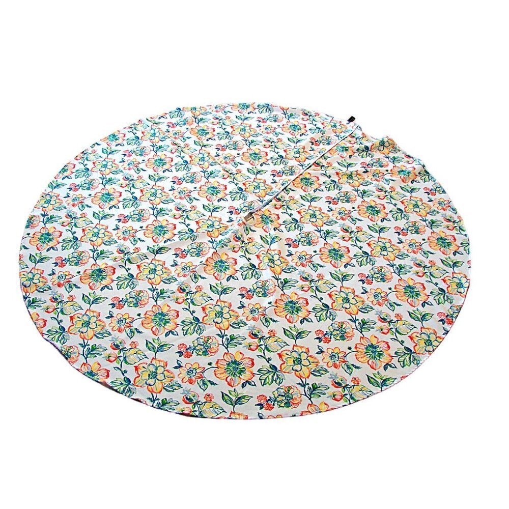 Nicole Miller Floral Round Tablecloth 69" Diameter Zipper Umbrella Hole Ind/Out